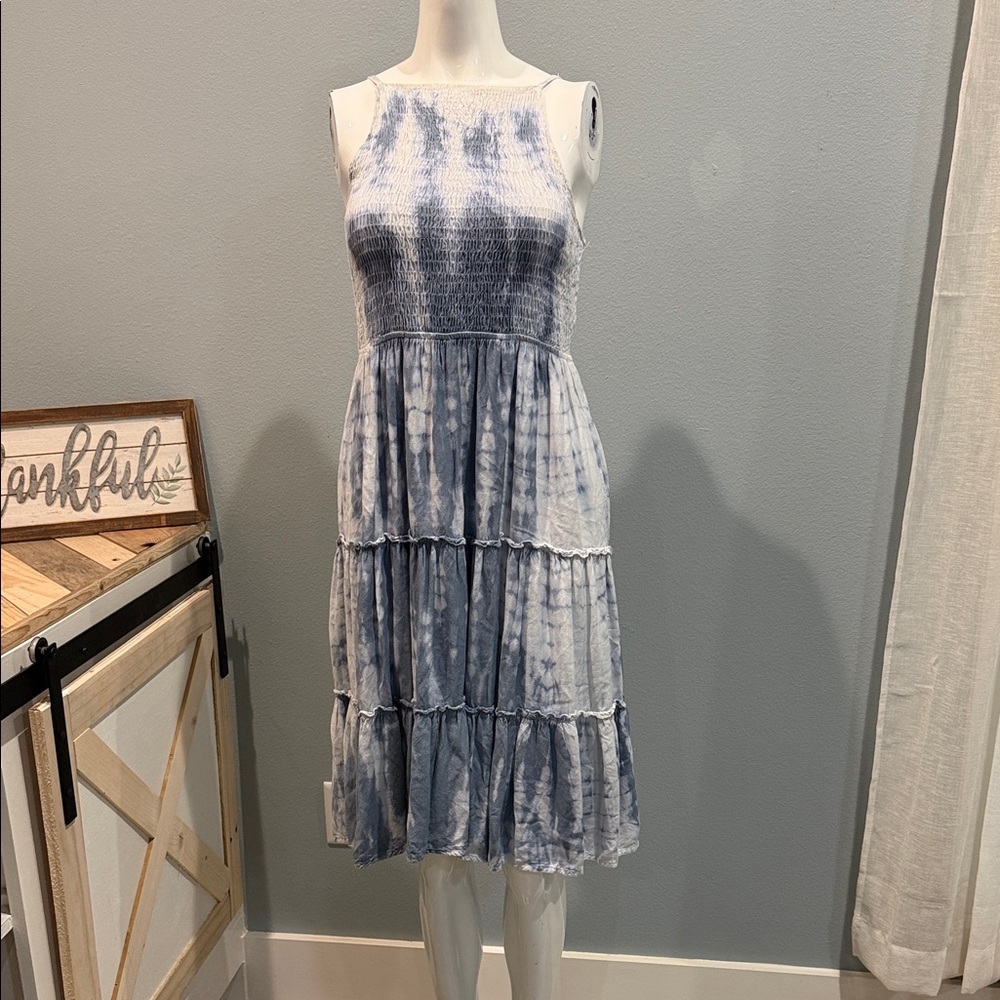 Sim and Sam Casual Ruffle Cascading Tiered Flowy Summer Boho Tie-Dye Midi Dress
